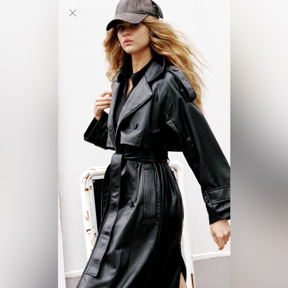 OVERSIZED FAUX LEATHER TRENCH